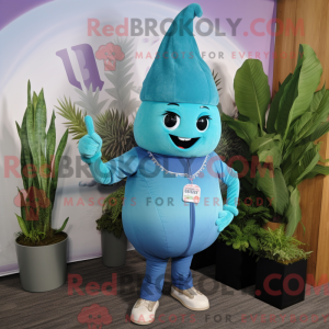 Cyan Turnip mascot costume...