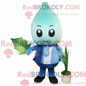 Cyan Turnip mascot costume...