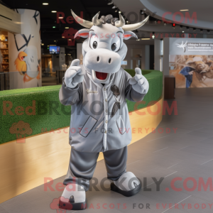 Grå Zebu maskot kostume...