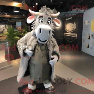 Grå Zebu maskot kostume...
