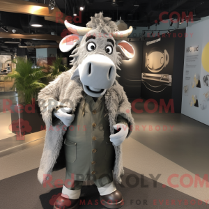 Gray Zebu mascot costume...