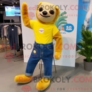 Yellow Sloth mascot costume...