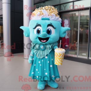 Turquoise Pop Corn mascot...