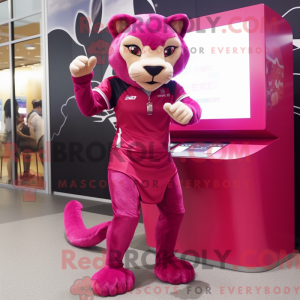 Magenta Puma mascot costume...