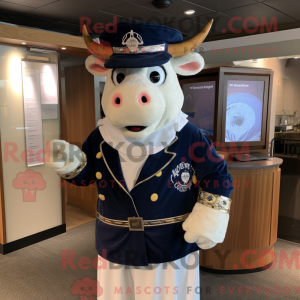 Navy Hereford Cow maskot...