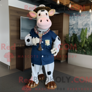Navy Hereford Cow maskot...