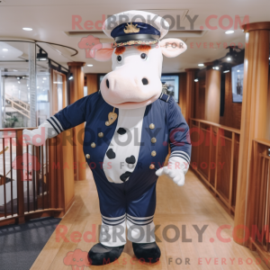Navy Hereford Cow maskot...