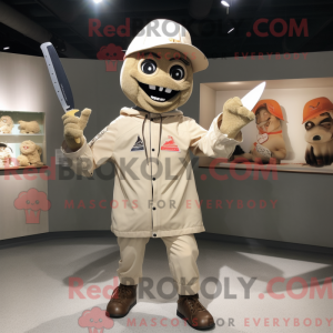 Beige Knife Thrower mascot...
