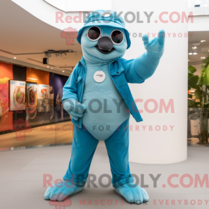 Cyan Sloth maskot kostume...