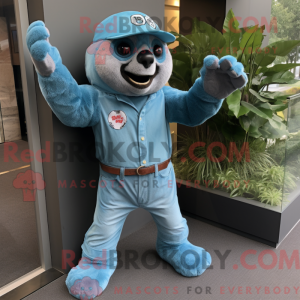Cyan Sloth maskot kostume...
