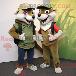 Olive Weasel maskot kostume...