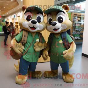 Olive Weasel maskot kostume...