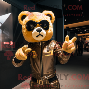 Gold Bear maskot kostume...