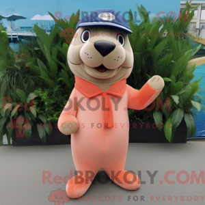 Peach Sea Lion maskot...