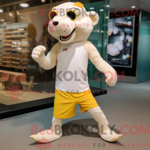 Cream Weasel mascot costume...