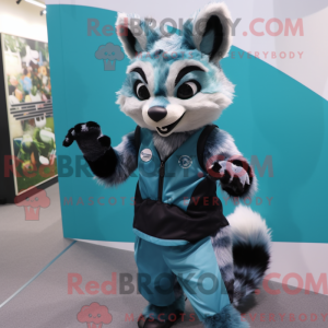 Cyan Civet maskotdraktfigur...
