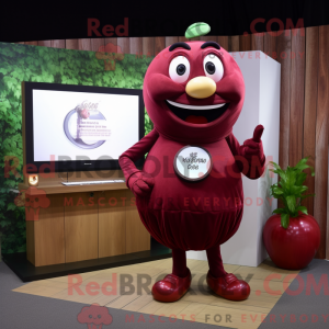Maroon Apple mascot costume...