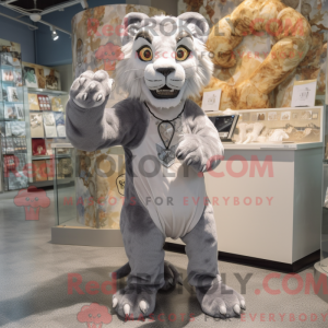 Silver Smilodon mascot...