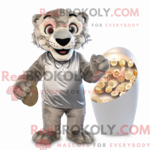 Silver Smilodon mascot...