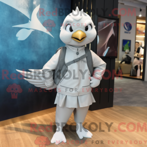 Silver Dove mascot costume...