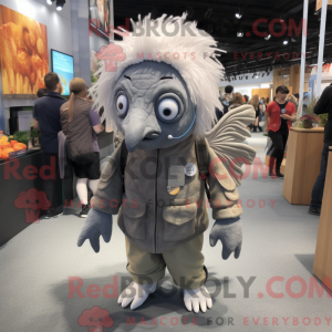 Gray Betta Fish mascot...