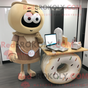 Beige Donut-mascottekostuum...