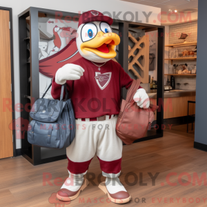 Maroon Goose maskot kostume...