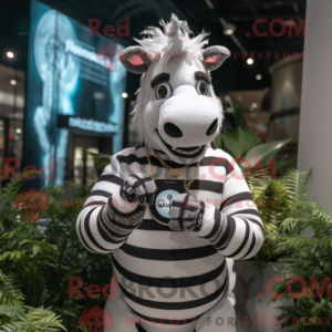 Hvid Zebra maskot kostume...