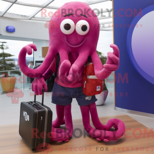 Magenta Octopus maskot...