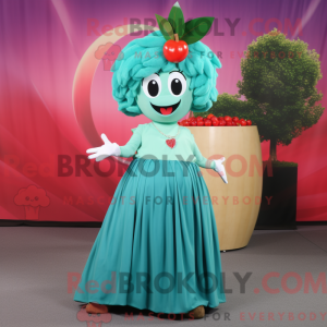 Teal Cherry mascot costume...