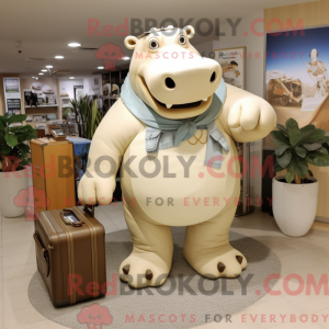 Beige Hippopotamus maskot...