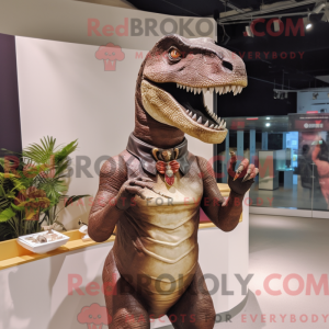 Brun Allosaurus maskot...