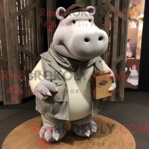 Sølvflodhest maskot kostume...