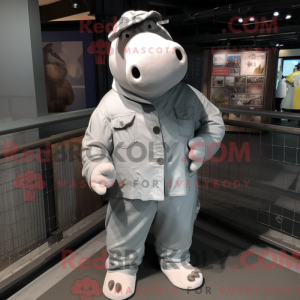 Silver Hippopotamus mascot...