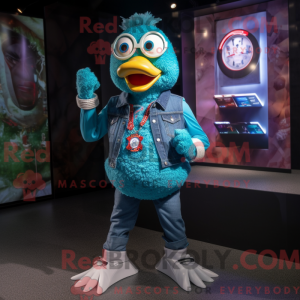 Blågrøn Kylling maskot...