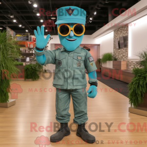 Teal Army Soldier mascot...