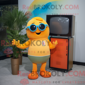 Orange TV-maskotdraktfigur...