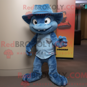 Blå Chupacabra maskot...