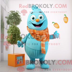 Cyan Apricot mascot costume...