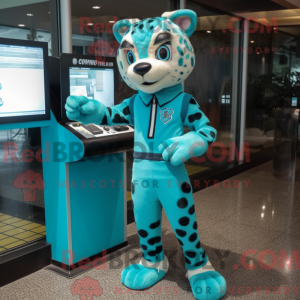 Cyaan Cheetah mascotte...