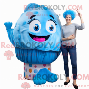 Blå Cupcake maskot kostume...