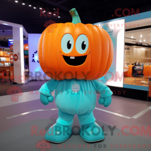 Cyan Pumpkin maskot kostume...