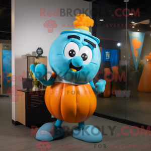 Cyan Pumpkin mascot costume...