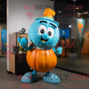 Cyan Pumpkin maskot kostume...