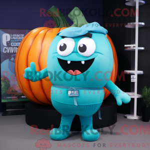 Cyan Pumpkin maskot drakt...