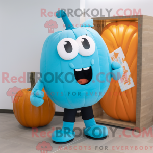Cyan Pumpkin mascot costume...