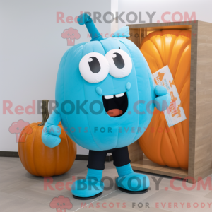 Cyan Pumpkin maskot drakt...