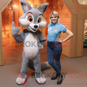 Gray Fox maskot kostume...