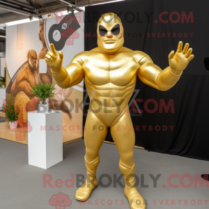 Guld superhelte maskot...