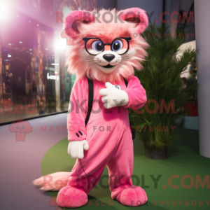 Pink Lynx maskot kostume...